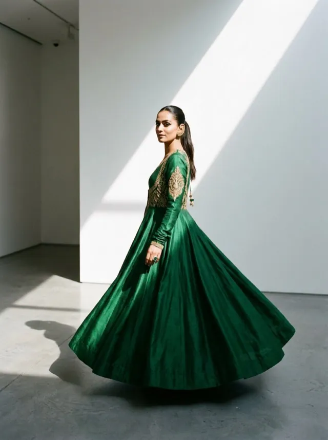 Designer Anarkali - AI-generated fashion photoshoot by ApparelAI Studio
