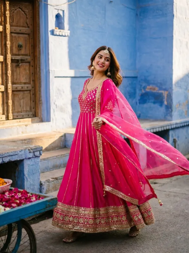 Jodhpur Pink Anarkali - AI-generated fashion photoshoot by ApparelAI Studio