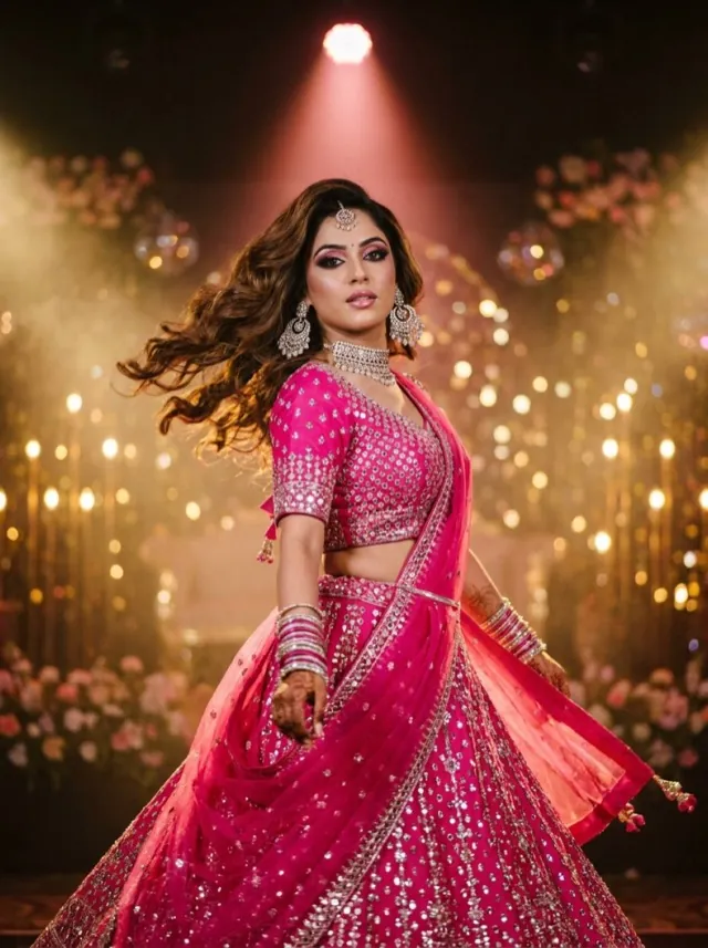 Hot Pink Sangeet - AI-generated fashion photoshoot by ApparelAI Studio