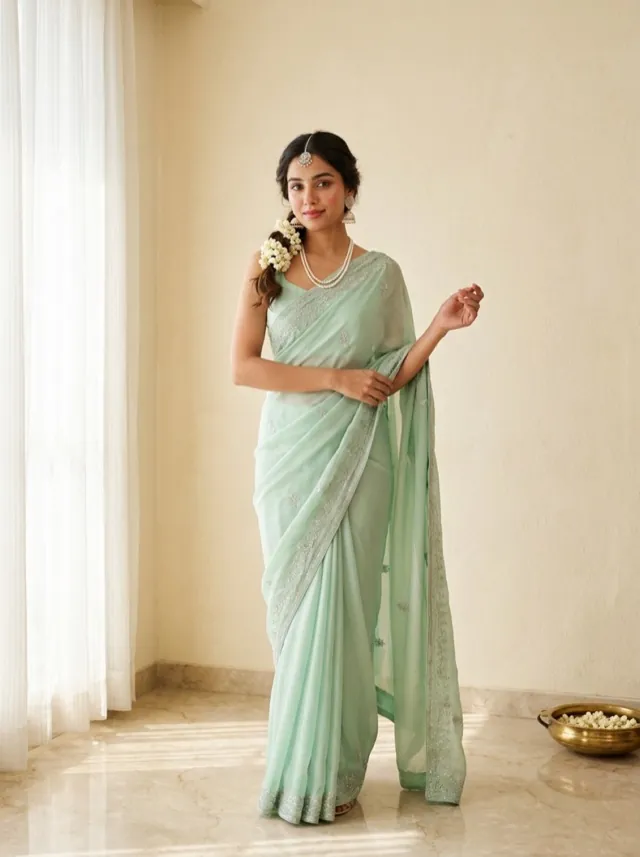 Chiffon Saree - AI-generated fashion photoshoot by ApparelAI Studio